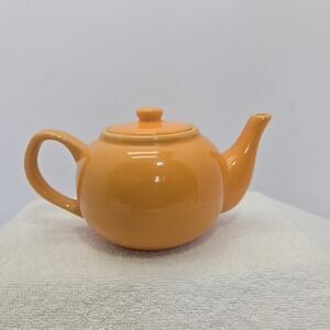 The Old Pottery Company Simple Bright Orange Single Serve Tea Pot Strain Spout